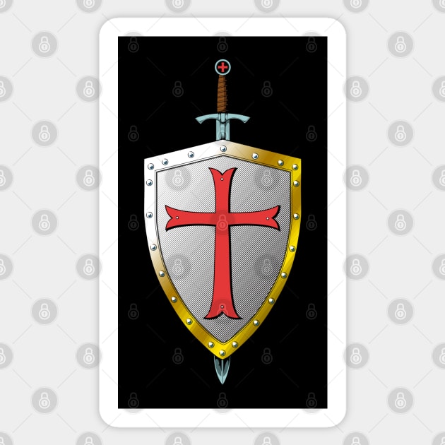 Templar Shield and Sword - Templar Knight Sticker by Modern Medieval Design